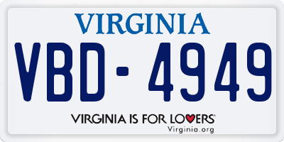 VA license plate VBD4949