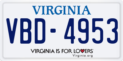VA license plate VBD4953
