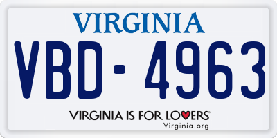 VA license plate VBD4963