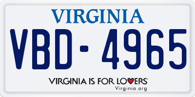 VA license plate VBD4965