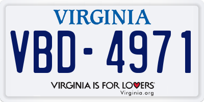VA license plate VBD4971