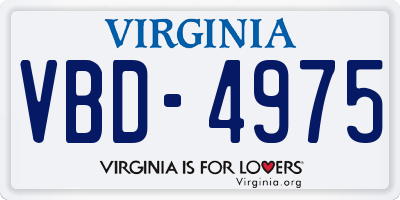 VA license plate VBD4975