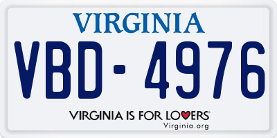 VA license plate VBD4976