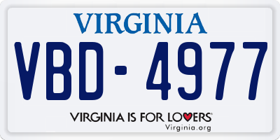 VA license plate VBD4977