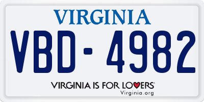 VA license plate VBD4982