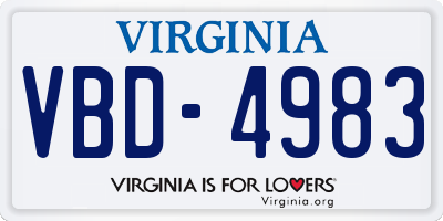 VA license plate VBD4983