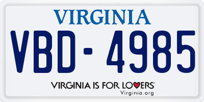 VA license plate VBD4985