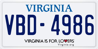 VA license plate VBD4986