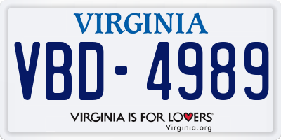 VA license plate VBD4989