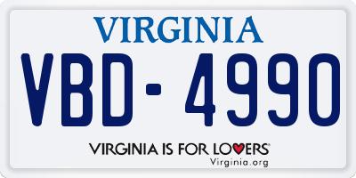 VA license plate VBD4990