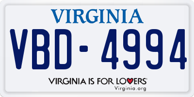 VA license plate VBD4994