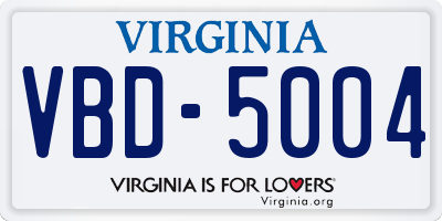VA license plate VBD5004