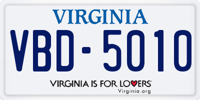 VA license plate VBD5010