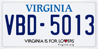 VA license plate VBD5013