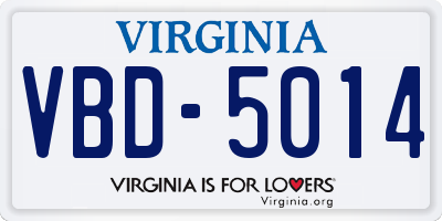 VA license plate VBD5014