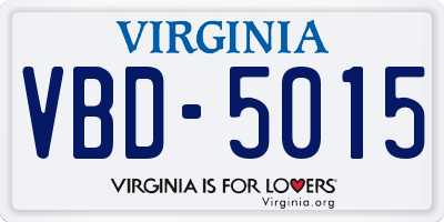 VA license plate VBD5015