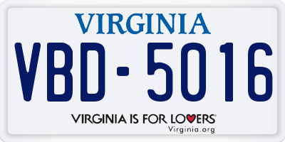VA license plate VBD5016