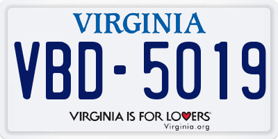 VA license plate VBD5019
