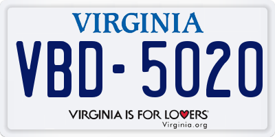 VA license plate VBD5020
