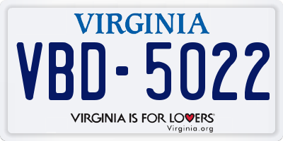 VA license plate VBD5022