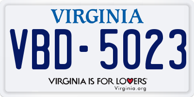VA license plate VBD5023