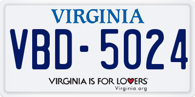 VA license plate VBD5024