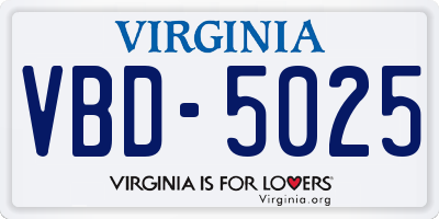 VA license plate VBD5025