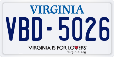 VA license plate VBD5026