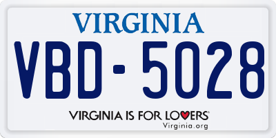 VA license plate VBD5028