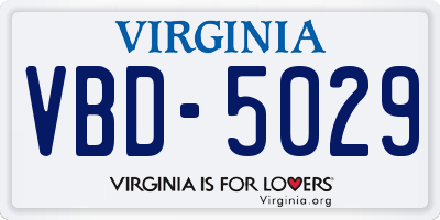VA license plate VBD5029
