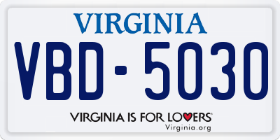 VA license plate VBD5030