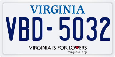 VA license plate VBD5032