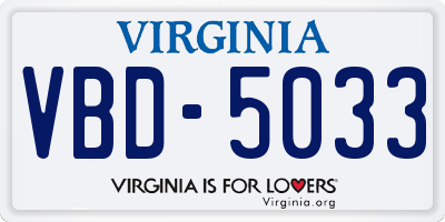VA license plate VBD5033
