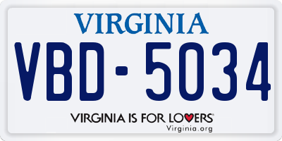 VA license plate VBD5034