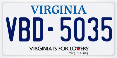 VA license plate VBD5035
