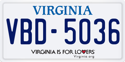 VA license plate VBD5036