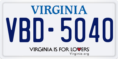 VA license plate VBD5040