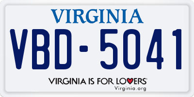 VA license plate VBD5041