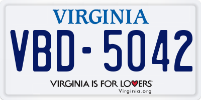 VA license plate VBD5042
