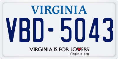 VA license plate VBD5043