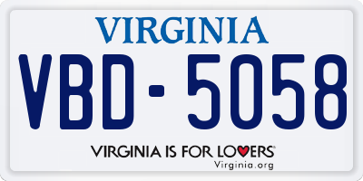 VA license plate VBD5058