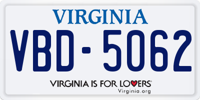VA license plate VBD5062