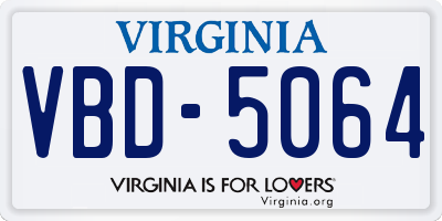 VA license plate VBD5064