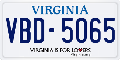 VA license plate VBD5065