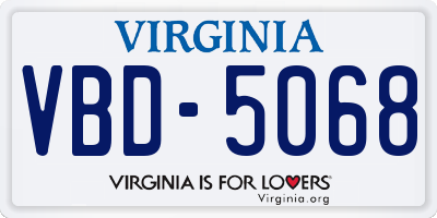 VA license plate VBD5068