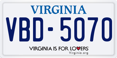 VA license plate VBD5070