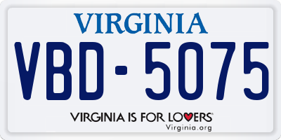 VA license plate VBD5075