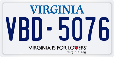 VA license plate VBD5076