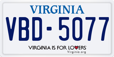 VA license plate VBD5077