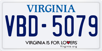 VA license plate VBD5079